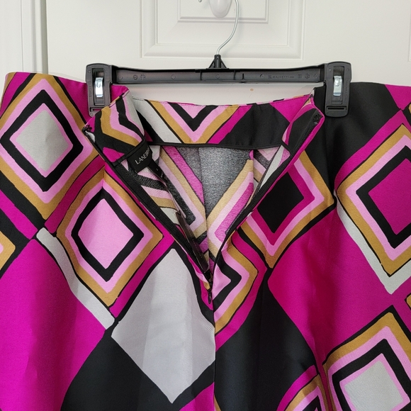 NWT Lane Bryant A Line Geometric Print Skirt Pockets Pink Black Retro Size 22 - Picture 6 of 11